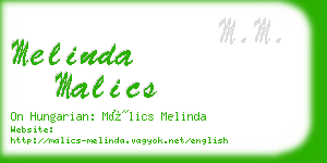 melinda malics business card